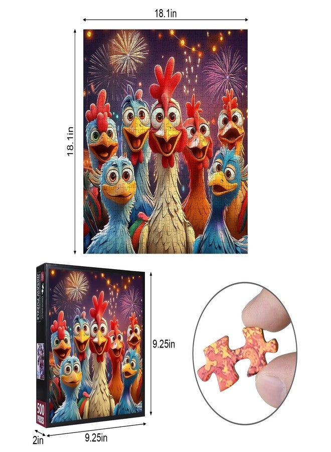 Lirches 500pcs Jigsaw Puzzles - Large Chicken Puzzles Paper Puzzle for Adults, Interactive Family Game, DIY Brain Challenge, Scratch-Resistant, Square Shape, Ideal Thanksgiving Gift - Image 2